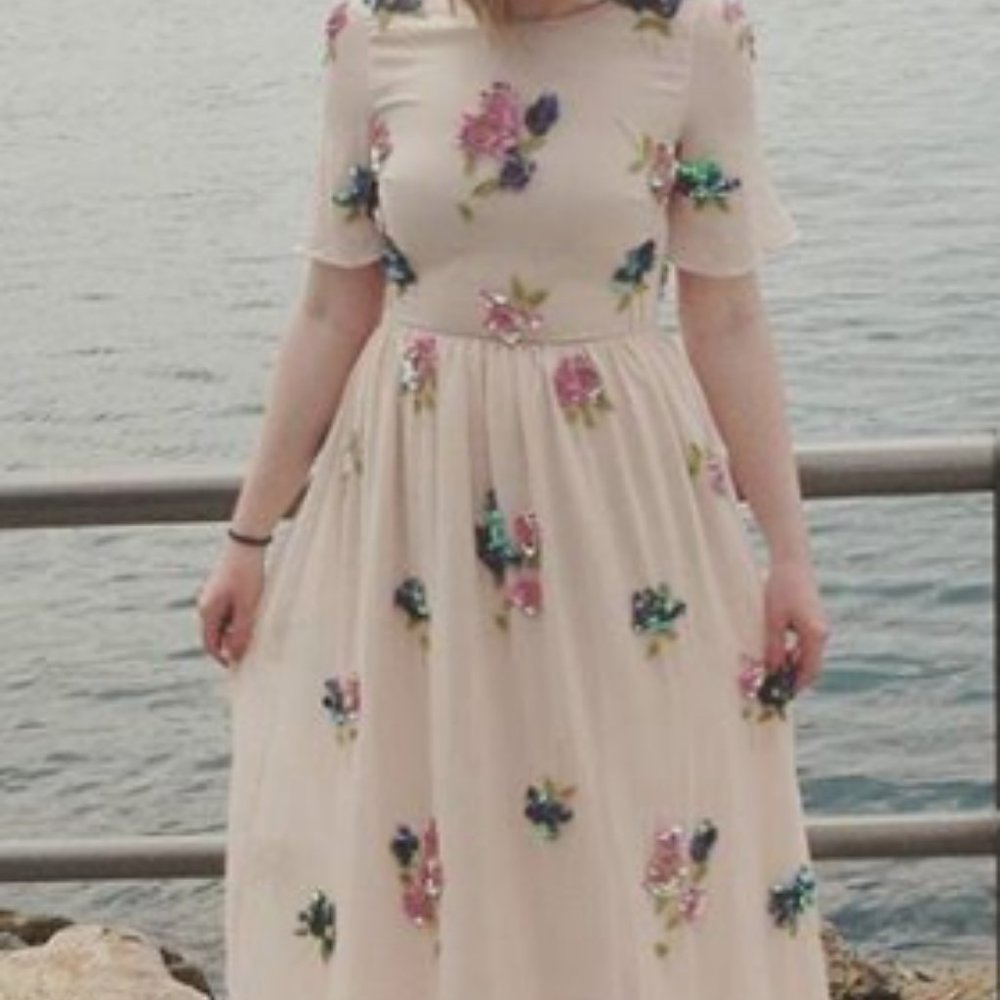 ASOS Blush Pink Dress with Multicolored Sequins